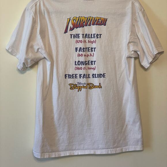 Y2K Disney S short sleeve t-shirt I Survived Summit Planet VINTAGE cotton white - Picture 8 of 9